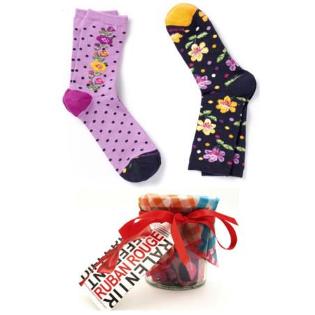 duo-de-chaussettes-ruban-rouge-parme-pois-fleuri-bouquet-fleuri-BLOOM
