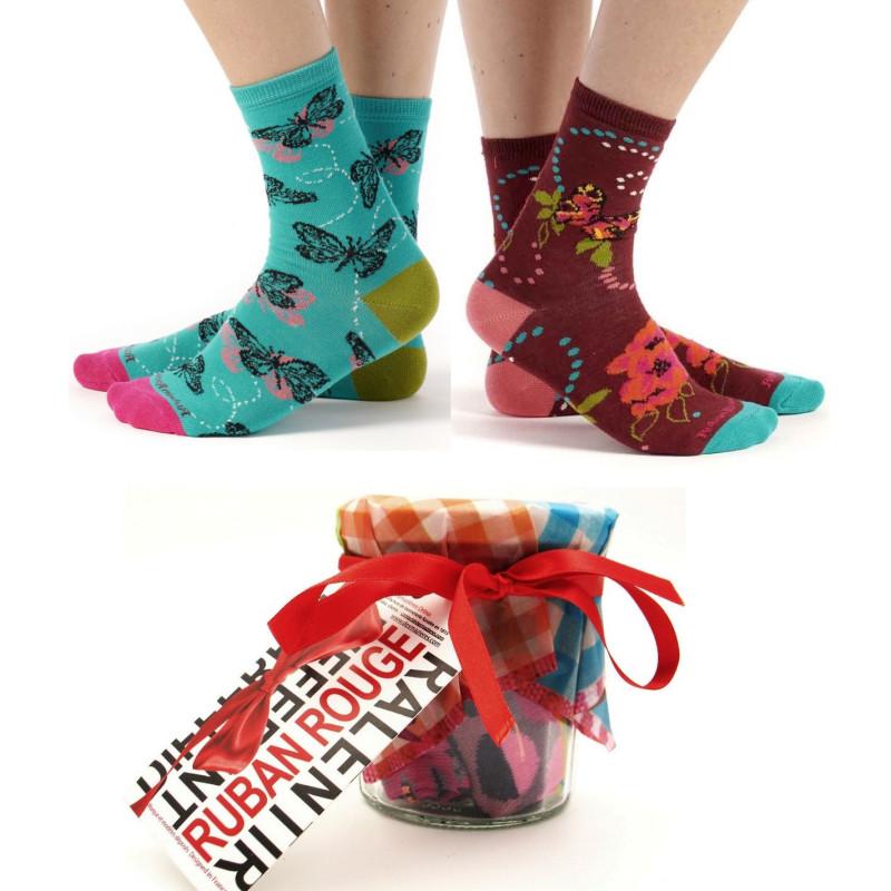 Pot de Confiture Duo de Chaussettes Papillons