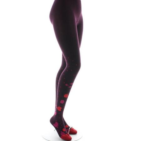 Collant Berthe aux grands Pieds hiver Bordeaux Fleuris