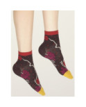 Socquettes Berthe aux grands Pieds Bordeaux bouquets Fleuris