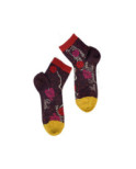 Socquettes Berthe aux grands Pieds Bordeaux bouquets Fleuris