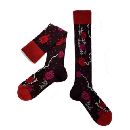 Mi bas Berthe aux grands Pieds Bouquets roses Fleuries