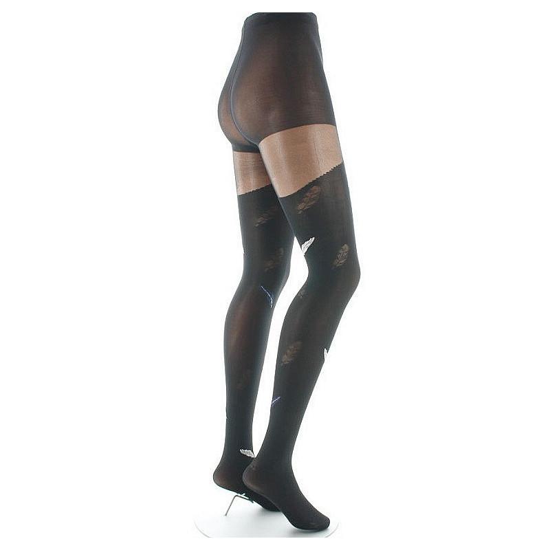 Collant Lycra Berthe aux grands Pieds noir Plumes Grises