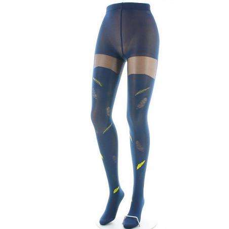 Collant Lycra Berthe aux grands Pieds marine plumes Jaunes