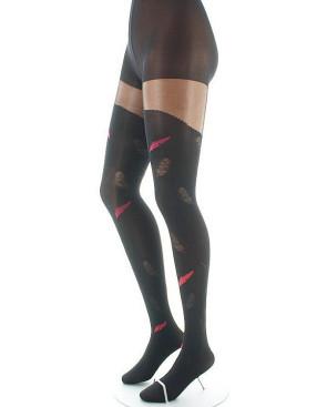 Collant-Lycra-Berthe-aux-grands-pieds-noir-plume-rouges
