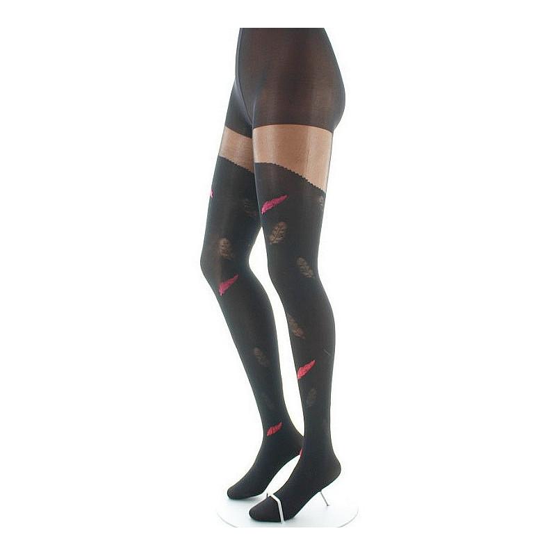 Collant Lycra Berthe aux grands Pieds noir plumes rouges