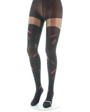  Collant-Lycra-Berthe-aux-grands-pieds-noir-plume-rouges-face