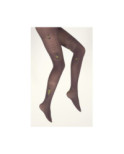 Collant Lycra Berthe aux grands Pieds prunes vagues et poissons jaunes