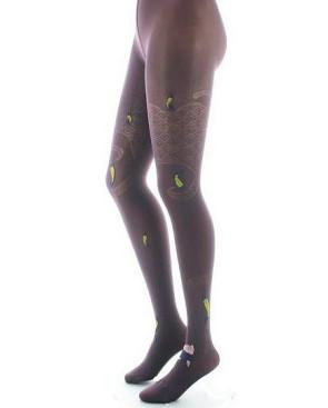 Collant Lycra Berthe aux grands Pieds prunes vagues et poissons jaunes