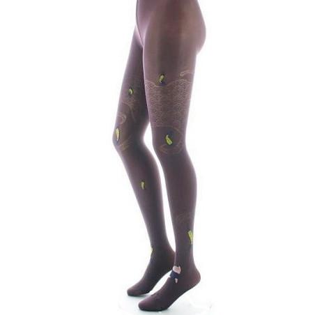 Collant Lycra Berthe aux grands Pieds prunes vagues et poissons jaunes