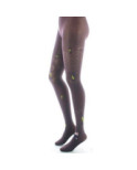 Collant Lycra Berthe aux grands Pieds prunes vagues et poissons jaunes