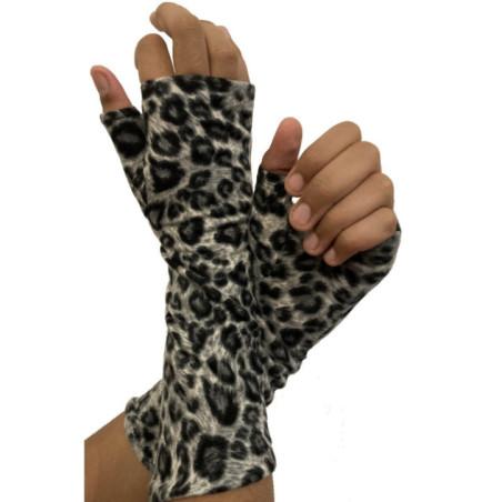 Mitaines-ixli-polaire-imprimé-Léopard-noir-gris