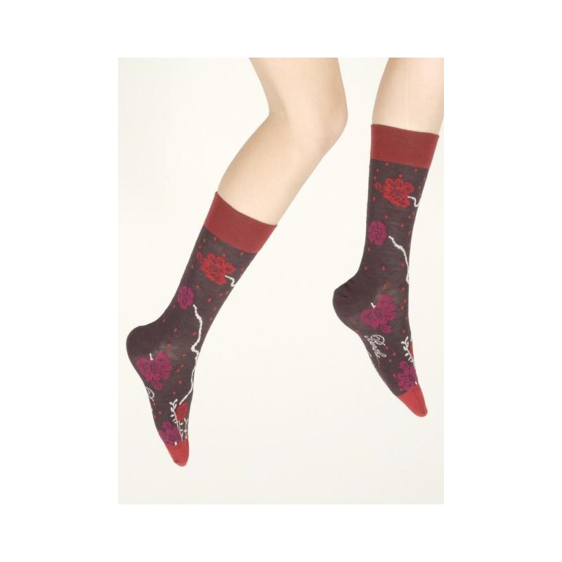 Chaussettes Berthe aux grands Pieds Hiver Femme bouquet bordeaux