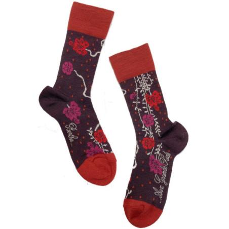Chaussettes Berthe aux grands Pieds Hiver Femme bouquet bordeaux