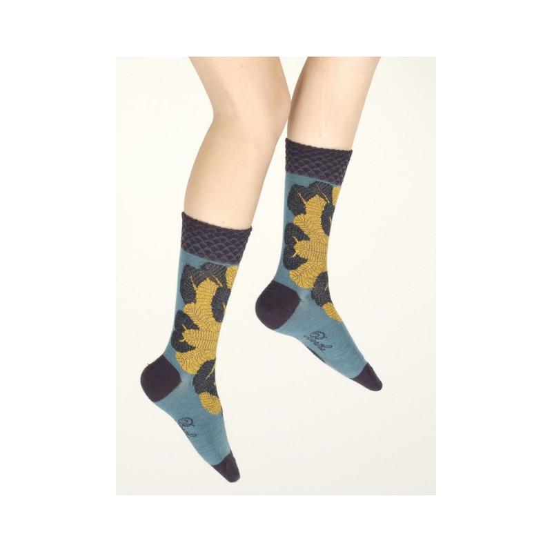 Chaussettes Berthe aux grands Pieds Hiver Femme Fleurs dorées
