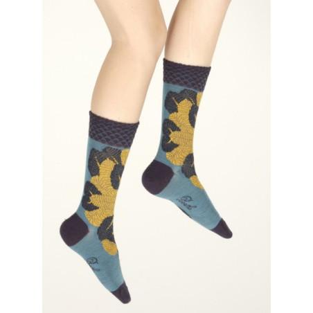 Chaussettes Berthe aux grands Pieds Hiver Femme Fleurs dorées