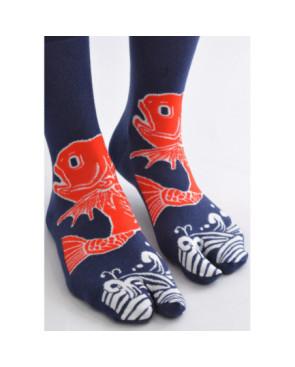 Chaussettes Japonaises Carpes Koi Bleues