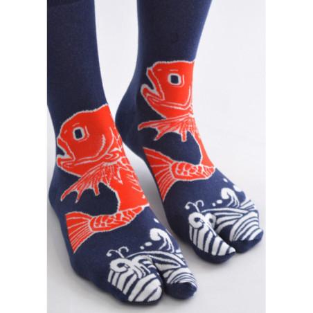 Chaussettes Japonaises Carpes Koi Bleues