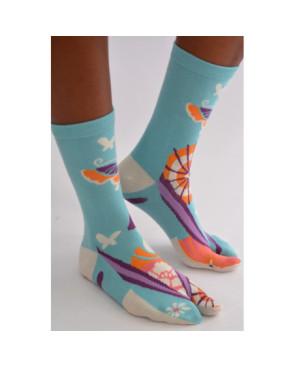  Chaussettes-japonaise-Les-petits-caprices-Turquoisse-la-fille-aux-papillons-profil