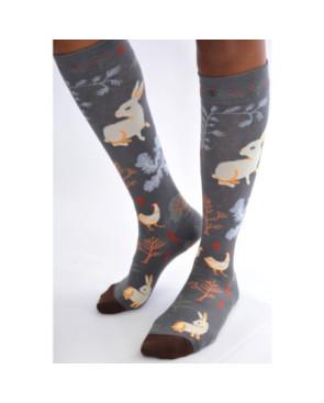 Mi-bas-Coton-Les-petits-Caprices-nature-lapin-et-poule