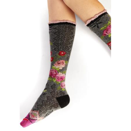 Mi bas Fil de Joie Laine Angora Grisettes fleurie
