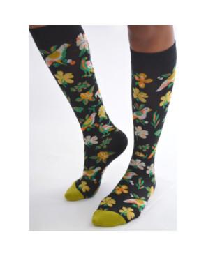  Mi-bas-Coton-Les-petits-Caprices-Oiseaux-des-fleurs-3-quarts