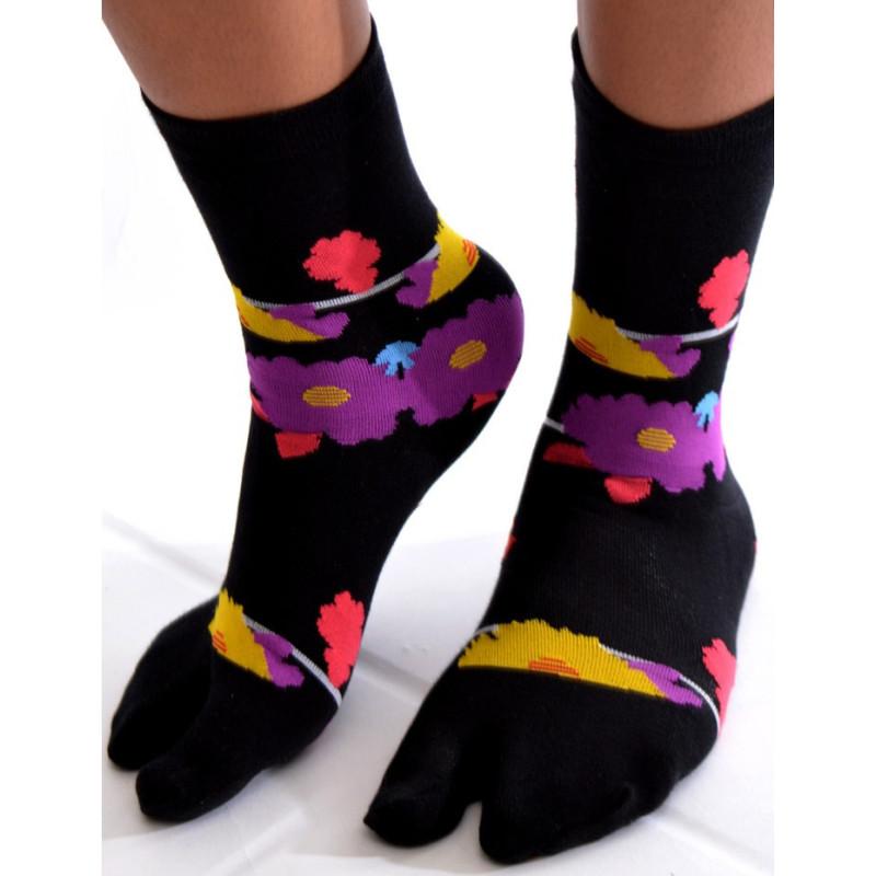 Chaussettes Japonaise Violettes Fleuries