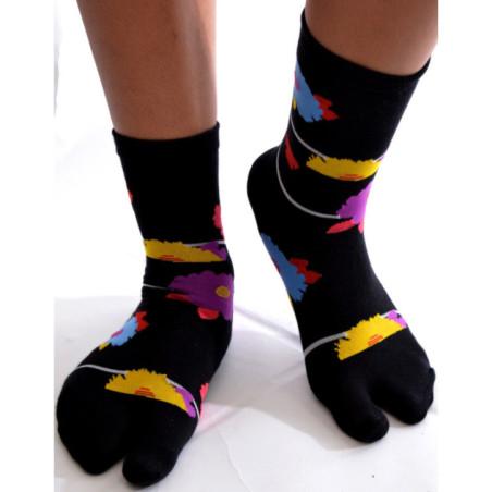 Chaussettes Japonaise Violettes Fleuries