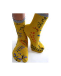 Chaussettes Japonaises Moutarde Fleuries