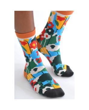 Chaussettes Bouquet de Fleurs Psychédéliques Ciel