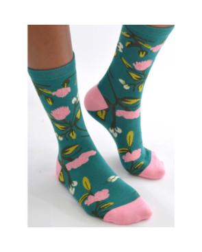 Chaussettes-les-petits-caprices-Pivoines-fleuries-profil