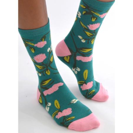 Chaussettes-les-petits-caprices-Pivoines-fleuries-profil