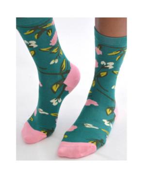 Chaussettes cobalt Pivoines fleuries