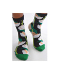 Chaussettes Noires Fleurs Blanches Abstraites