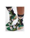 Chaussettes Noires Fleurs Blanches Abstraites