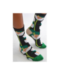 Chaussettes Noires Fleurs Blanches Abstraites