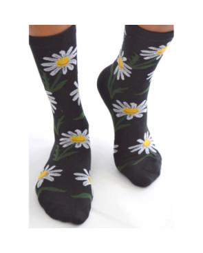 Chaussettes Noires belles Marguerites