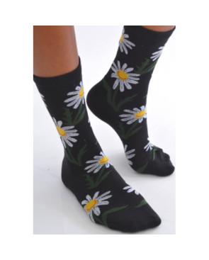 Chaussettes Noires belles Marguerites