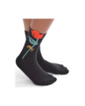 Chaussettes Noires Tulipes Rouges