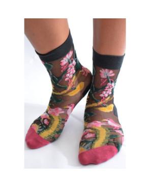 Chaussettes Transparentes Ecureuils sur arbre fleuri