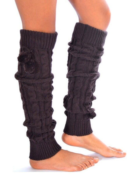 Guêtres lourdes à pompom marron