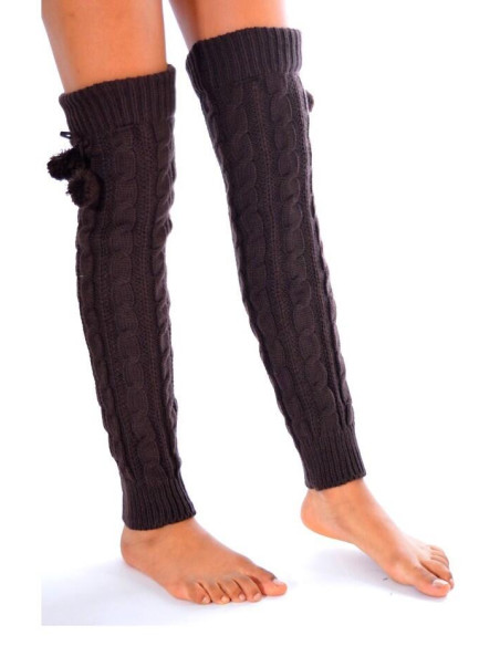 Guêtres lourdes à pompom marron
