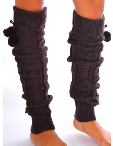 Guêtres lourdes à pompom marron