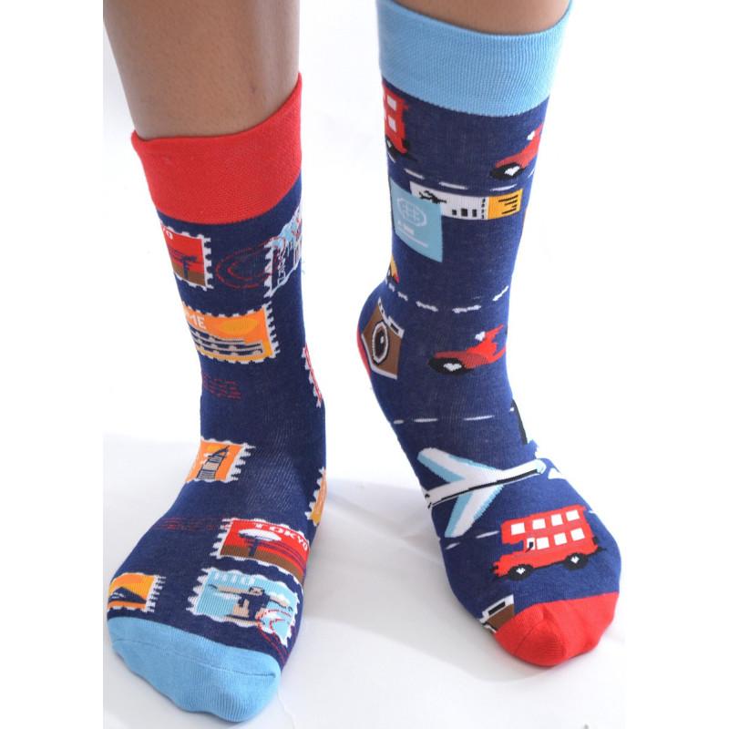 Chaussettes asymétriques vacances et cartes postales