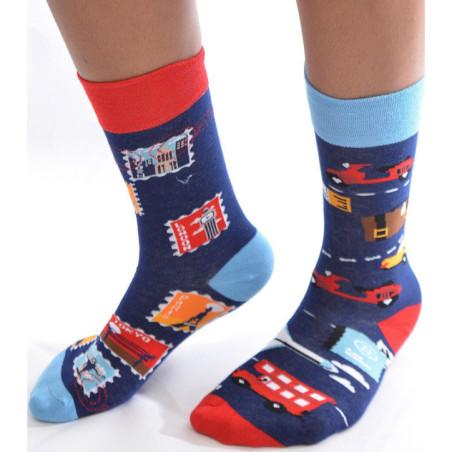 Chaussettes asymétriques vacances et cartes postales
