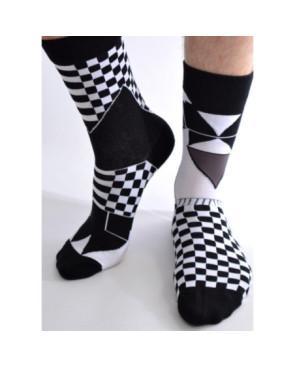  Chaussettes-les-petits-caprices-asymétriques-Smocking-psychédéliques-carreaux-face