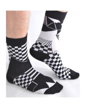  Chaussettes-les-petits-caprices-asymétriques-Smocking-psychédéliques-carreaux-profil