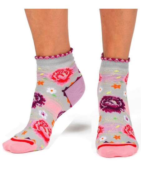 Chaussettes Fil de joie grisette fleuri