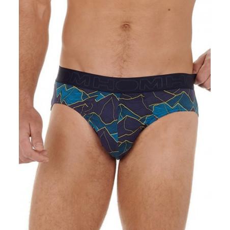 Slip Hom Imprimé Lino Feuillage Abstrait Bleu