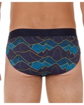 Slip Hom Imprimé Lino Feuillage Abstrait Bleu